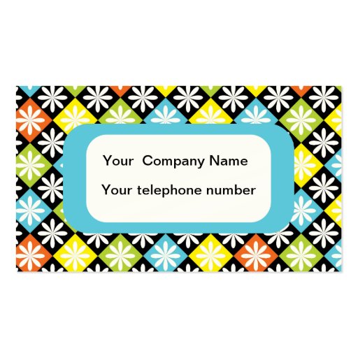 Diamonds floral colorful pattern  business card (front side)