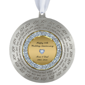 Diamonds & Gold 50th Wedding Anniversary Round Ornament