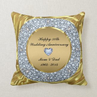 Diamonds & Gold 50th Wedding Anniversary Pillows