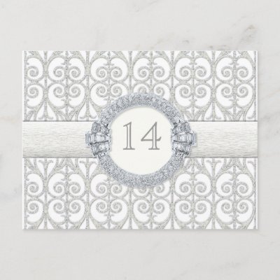 Diamonds Lace Table Seating Number Card Wedding Postcard by AudreyJeanne