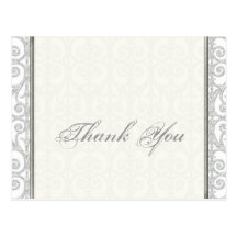 Diamonds & Lace - Thank You Note Wedding Postcard