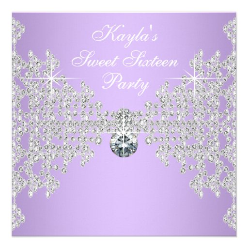 Diamonds Lavender Purple Sweet 16 Birthday Party Custom Invitation