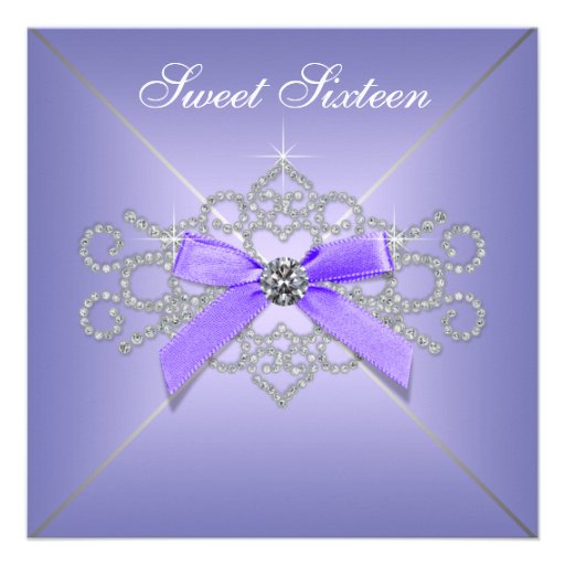 Diamonds Lavender Sweet 16 Birthday Party Custom Invite