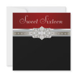Diamonds Pearls Ruby Red Sweet Sixteen Birthday Invitations