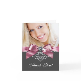 Diamonds Pink Black Photo Thank You Cards card