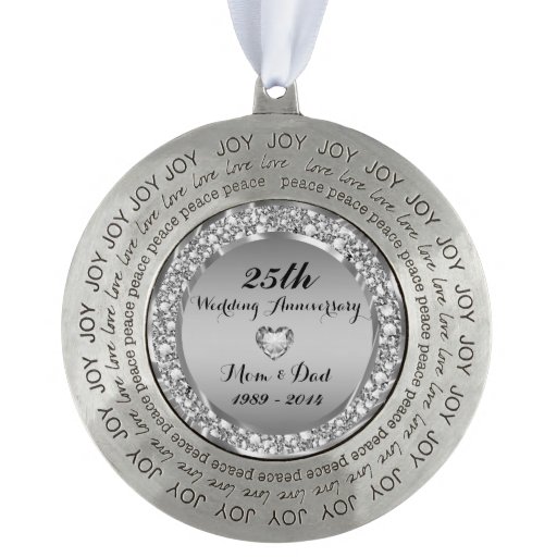 Diamonds & Silver 25th Wedding Anniversary 2 Pewter Ornament Zazzle