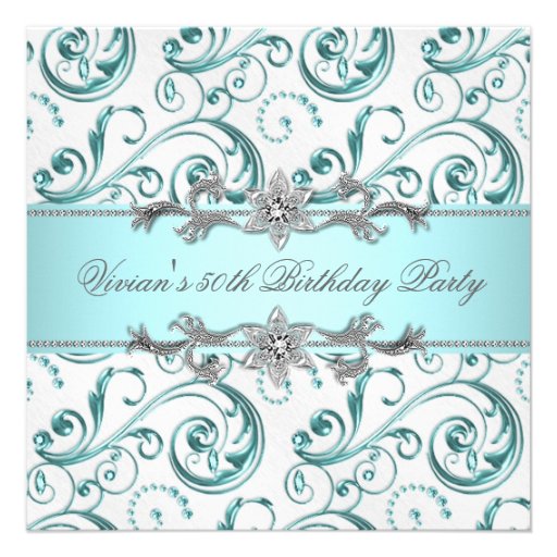 Diamonds Silver Blue All Occasion Party Invitation (front side)