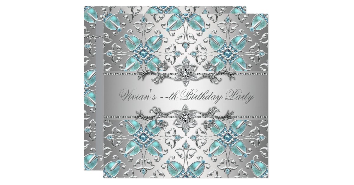 Diamonds Silver Blue All Occasion Party Invitation Zazzle