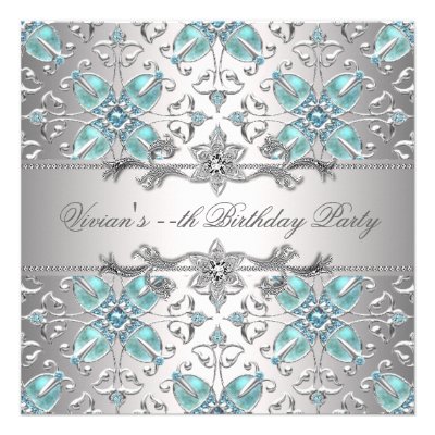 Diamonds Silver Blue All Occasion Party Invitation