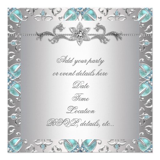 Diamonds Silver Blue All Occasion Party Invitation