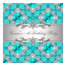 Diamonds Silver Blue All Occasion Party Invitation