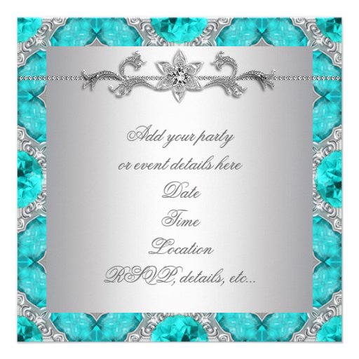 Diamonds Silver Blue All Occasion Party Invitation