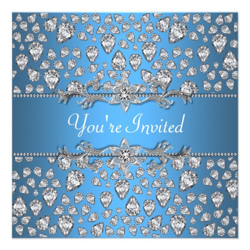 Diamonds Silver Blue All Occasion Party Invitation