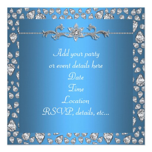 Diamonds Silver Blue All Occasion Party Invitation