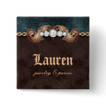 Diamonds Suede Jewelry Necklace Brown Denim Brooch
