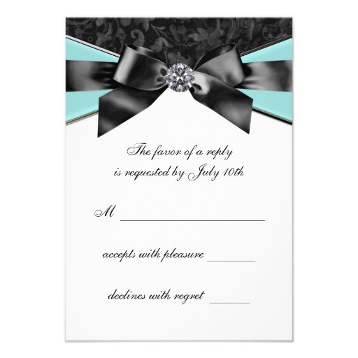 Diamonds Teal Blue Black Sweet 16 Birthday Party Announcements