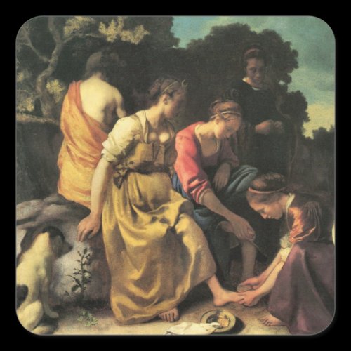 Diana and her nymphs by Johannes Vermeer Square Stickers