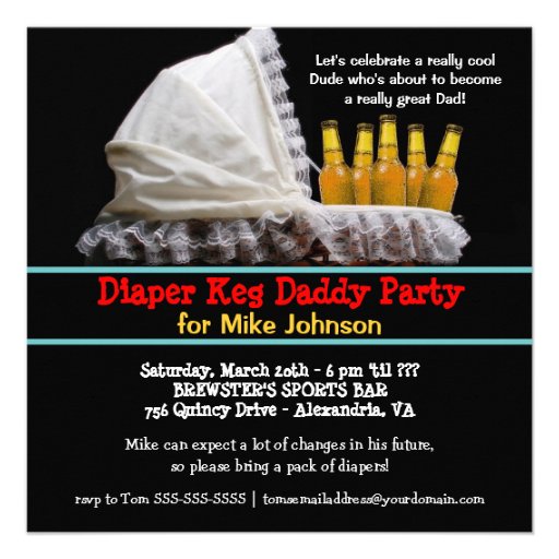 Diaper Keg Party Invitations - New Dad Baby Party