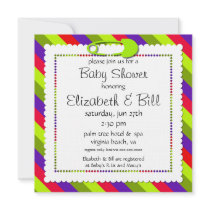 Diaper Pin Co-ed Baby Shower Invitation