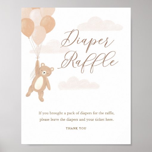 Diaper Raffle Sign We Can Bearly Wait Baby Shower Zazzle