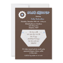 Diaper Second Baby Boy Shower Invitation