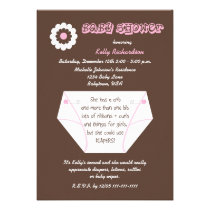 Diaper Second Baby Girl Shower Invitation invitations