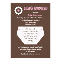 Diaper Second Baby Girl Shower Invitation