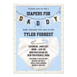 Diapers for Daddy Baby Shower Invitation