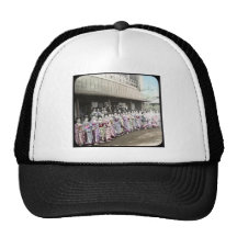 Diapositiva de linterna mágica del geisha del vint gorras