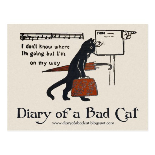 Diary of a Bad Cat Postcard (Vintage Black Cat)