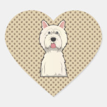 Dibujo animado del oeste de Terrier de la montaña  Pegatinas De Corazon