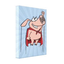dibujo animado estupendo del cerdo del super héroe impresion en lona
