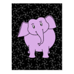 Dibujo animado púrpura del elefante. Fondo floral  Postal