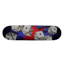 skateboarding, pro, skateboarder, rockstar, dice, blue, red, black, skateboard, game, games, poker, vagas, betting, dice games, Skateboard with custom graphic design