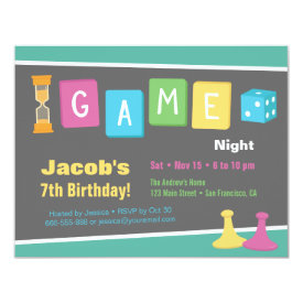 Dice Board Game Night Birthday Party Invitations