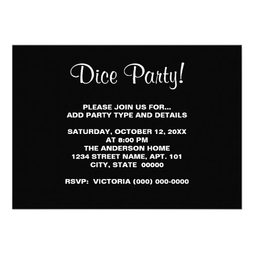 Dice Party Invitation