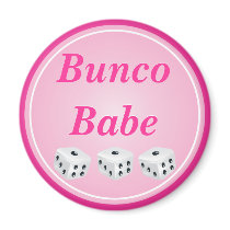 dice with pink circle customizable fridge magnet