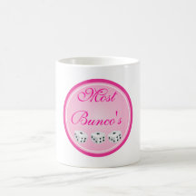 dice with pink circle customizable mug