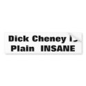 Dick Cheney isPlain  INSANE bumper stickers