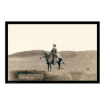 Dick Latham Riding on Open Plains WY 1888 posters