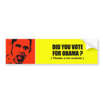 Did you vote for Obama - Thanks a lot asshole bumper stickers