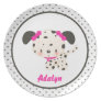 Diddles Dalmatian Plate Pink