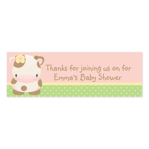 Diddles Farm moo-Cow Baby Shower Favor Tag Business Cards (front side)