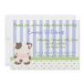 This cute invitation with a cute little cow can be completely customized by you..Simply click on the "Customize It " button right below the products picture. From there you will be able to change the font, font color, move the text around,add text and more. Have fun creating your one of a kind product. Diddles Farm Moo-Cow Baby Shower Invitation