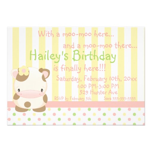 Diddles Farm Moo-Cow Birthday Invitation