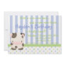 This cute invitation with a cute little cow can be completely customized by you..Simply click on the "Customize It " button right below the products picture. From there you will be able to change the font, font color, move the text around,add text and more. Have fun creating your one of a kind product. Diddles Farm Moo-Cow Boy Birthday Invitation