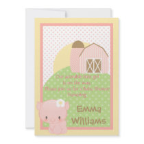 Diddles Farm Pig  Baby Shower Invitation-Pink-Blue