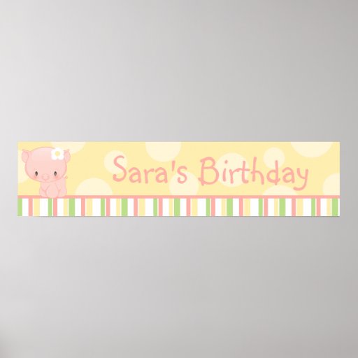 Diddles Farm Pig Birthday Banner Poster