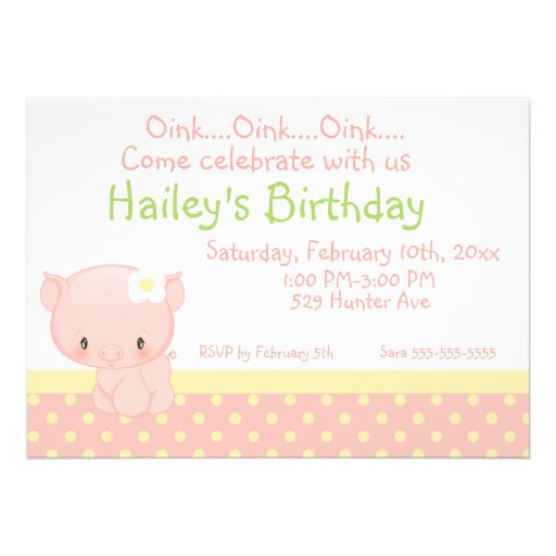 Diddles Farm Pig Birthday Invitation