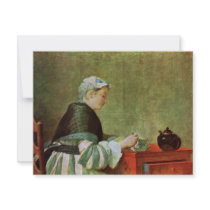 Die Teetrinkerin By Chardin Jean-Baptiste Siméon ( Custom Invites
